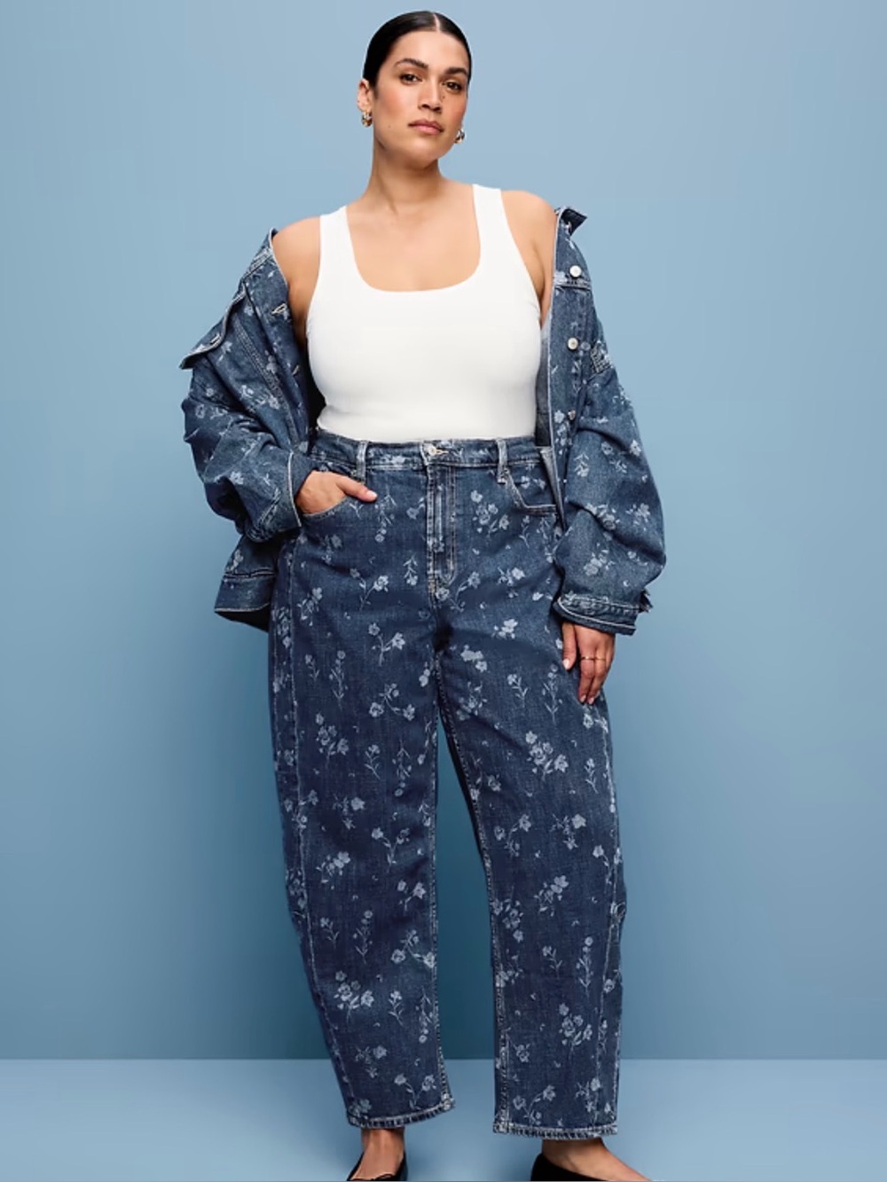 Old Navy Floral Barrel Jeans